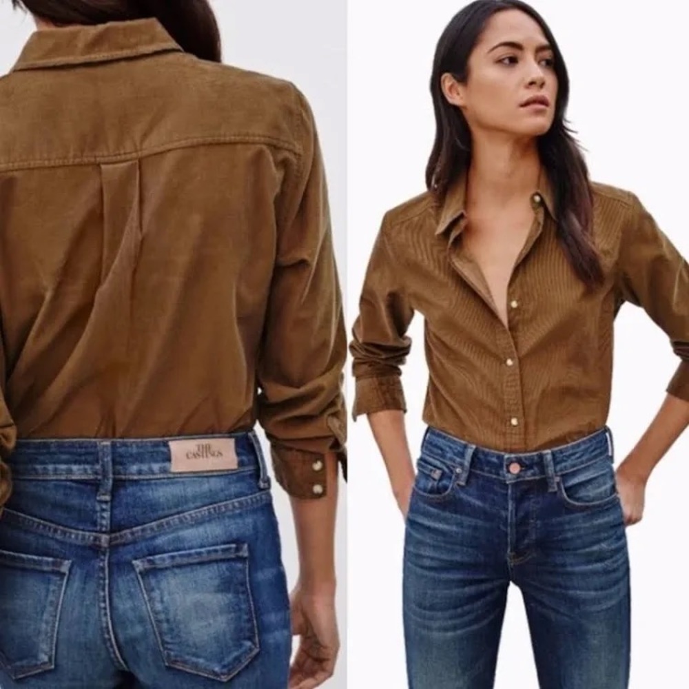 Aritzia Wilfred Free Fia Brown Corduroy Button Down Shirt